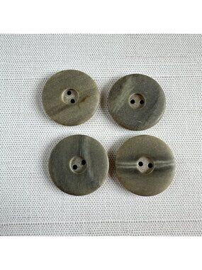 4 Vintage Marbled Plastic Buttons Antiqued Silver Star Back 1"
